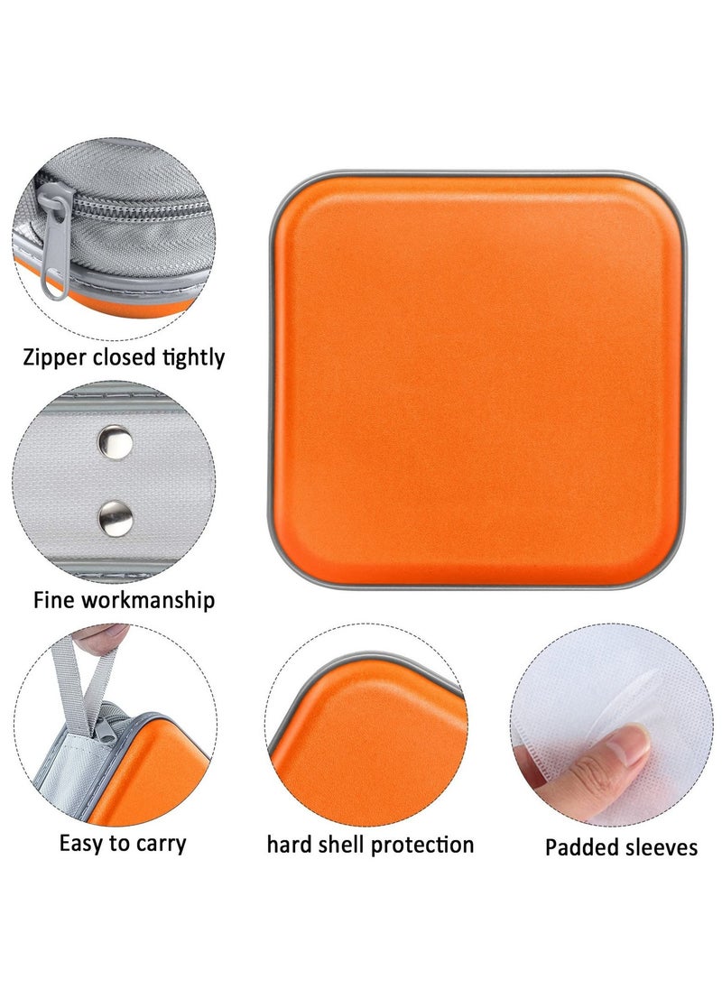 SYOSI - SYOSI CD Case, 48 Capacity Plastic CD Case Hard Shell DVD Storage Box Large Capacity CD & DVD Storage Binder for Car, Home, Office, Travel (Orange) - Image 1