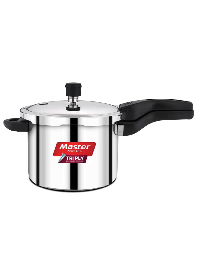 Master Master Amaria 5 Liter Triply Pressure Cooker Outer Lid Induction Base Gas Stove Compatible Sandwich Heavy Bottom 100 FoodGrade Rubber 56 Person Durable Handle Silver  - Image 1