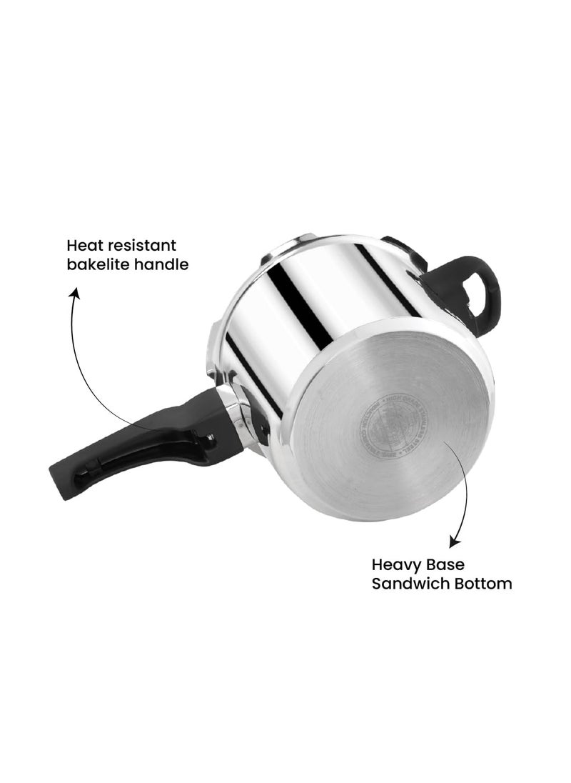 Master Master Amaria 5 Liter Triply Pressure Cooker Outer Lid Induction Base Gas Stove Compatible Sandwich Heavy Bottom 100 FoodGrade Rubber 56 Person Durable Handle Silver  - Image 5