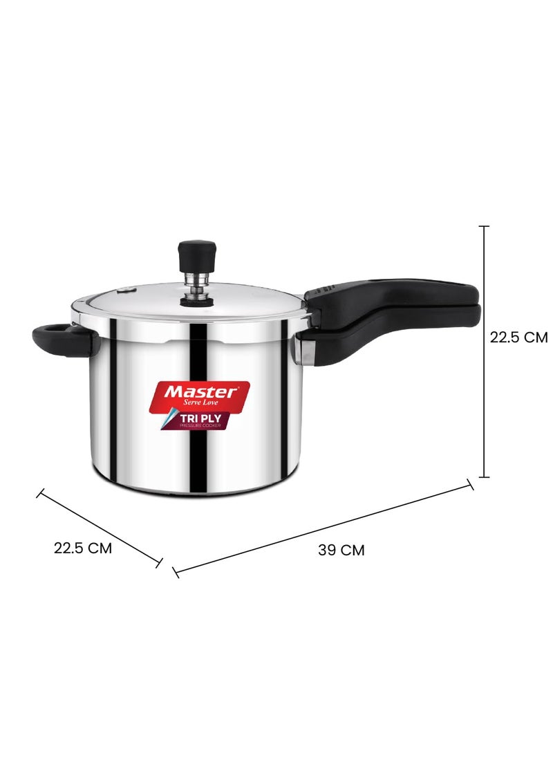 Master Master Amaria 5 Liter Triply Pressure Cooker Outer Lid Induction Base Gas Stove Compatible Sandwich Heavy Bottom 100 FoodGrade Rubber 56 Person Durable Handle Silver  - Image 3
