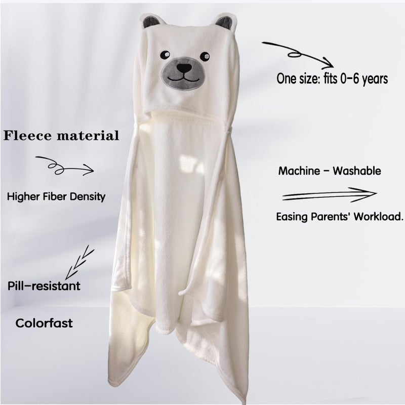 IFaryMes Toddler Bath Towel Baby Towels with Hood 27.5"X55" Ultra Absorbent Soft Bathrobe Blanket Kids Shower Towel for Girls and Boys (Pearl) - Image 3