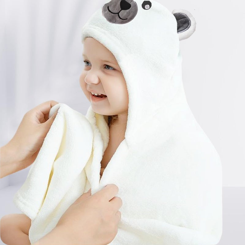 IFaryMes Toddler Bath Towel Baby Towels with Hood 27.5"X55" Ultra Absorbent Soft Bathrobe Blanket Kids Shower Towel for Girls and Boys (Pearl) - Image 2