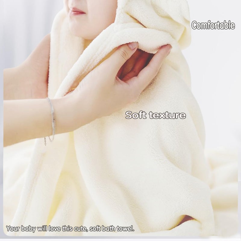 IFaryMes Toddler Bath Towel Baby Towels with Hood 27.5"X55" Ultra Absorbent Soft Bathrobe Blanket Kids Shower Towel for Girls and Boys (Pearl) - Image 5