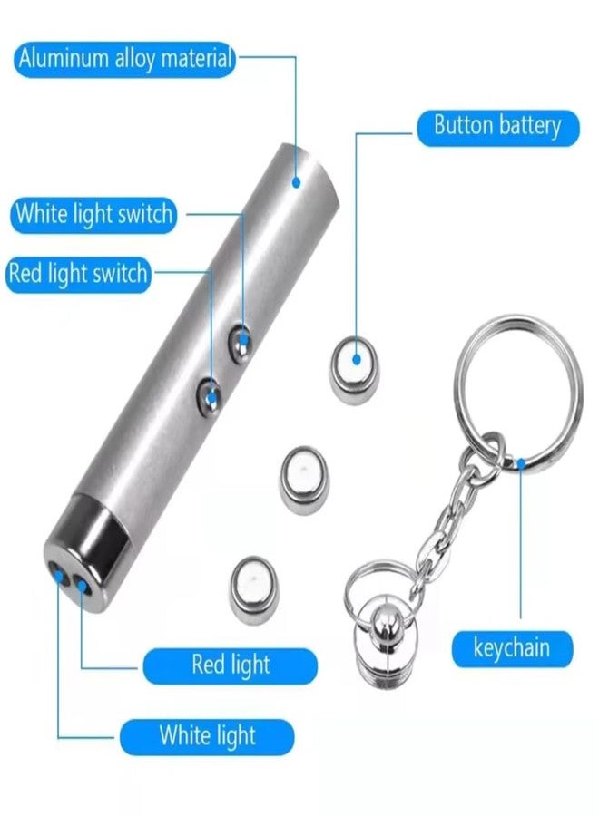 Shopipistic لعبة ليزر للقطط من شوبستيك 2 في 1 مع مصباح LED - مؤشر ليزر أحمر، لعبة تفاعلية للقطط والكلاب المنزلية، قلم إضاءة صغير مع 3 بطاريات مرفقة - ألوان عشوائية (قطعة واحدة) - Image 2