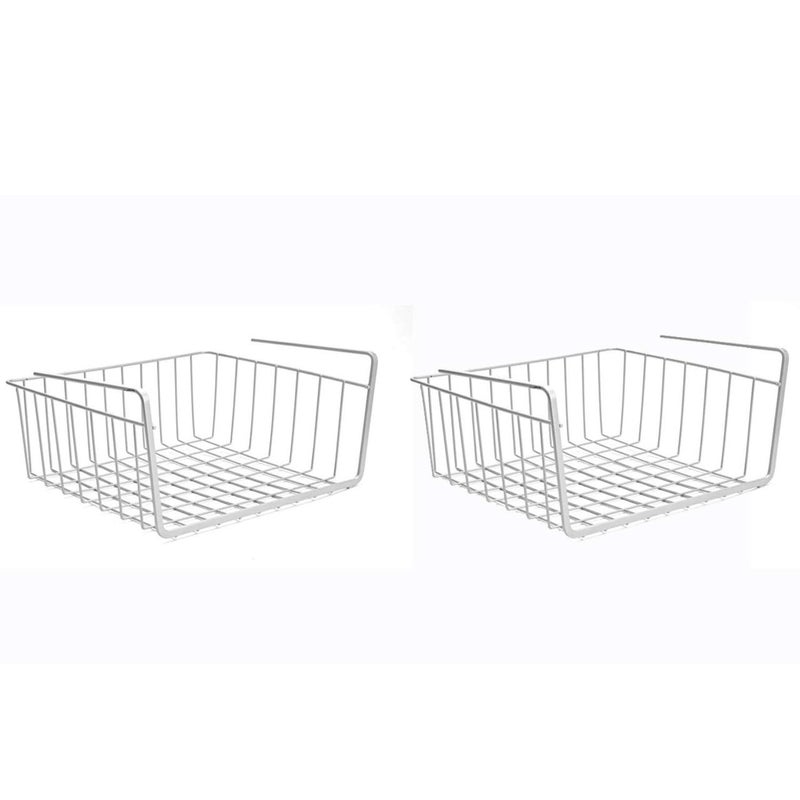 Go Hooked Go Hooked 16 Inch Under Shelf Basket Powder Coated Iron SpaceSaving Versatile Heavy Duty Sleek and Sturdy Efficient Compact and Durable Modern Robust Elegant Set of 2  - Image 1