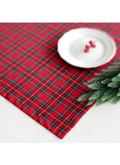 Christmas plaid red green woven tablecloth 100x100 cm