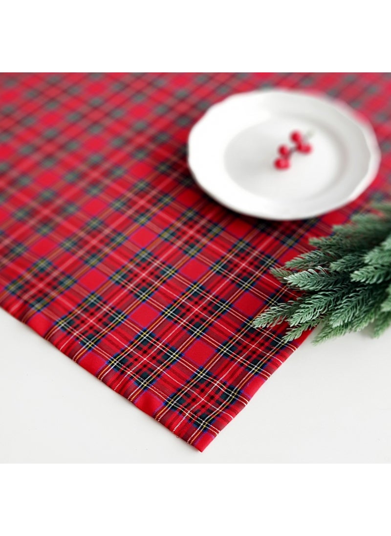 Bimotif - Christmas plaid red green woven tablecloth 100x100 cm - Image 1