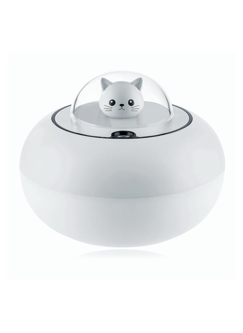 KASTWAVE 300ml Mini Humidifiers for Home Car, Ultrasonic Quiet USB Desk Humidifier with 7 Colors Light, Waterless Auto-Off, Safe BPA Free for Baby Room Yoga Office Bedroom (White)  - Image 1