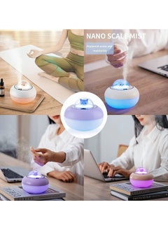 KASTWAVE مرطبات صغيرة سعة 300 مل للمنزل والسيارة، مرطب مكتب هادئ بالموجات فوق الصوتية بتقنية USB مع 7 ألوان ضوء، إيقاف تلقائي بدون ماء، آمن خالي من BPA لغرفة الأطفال أو اليوغا أو المكتب أو غرفة النوم (أبيض)  - Image 3