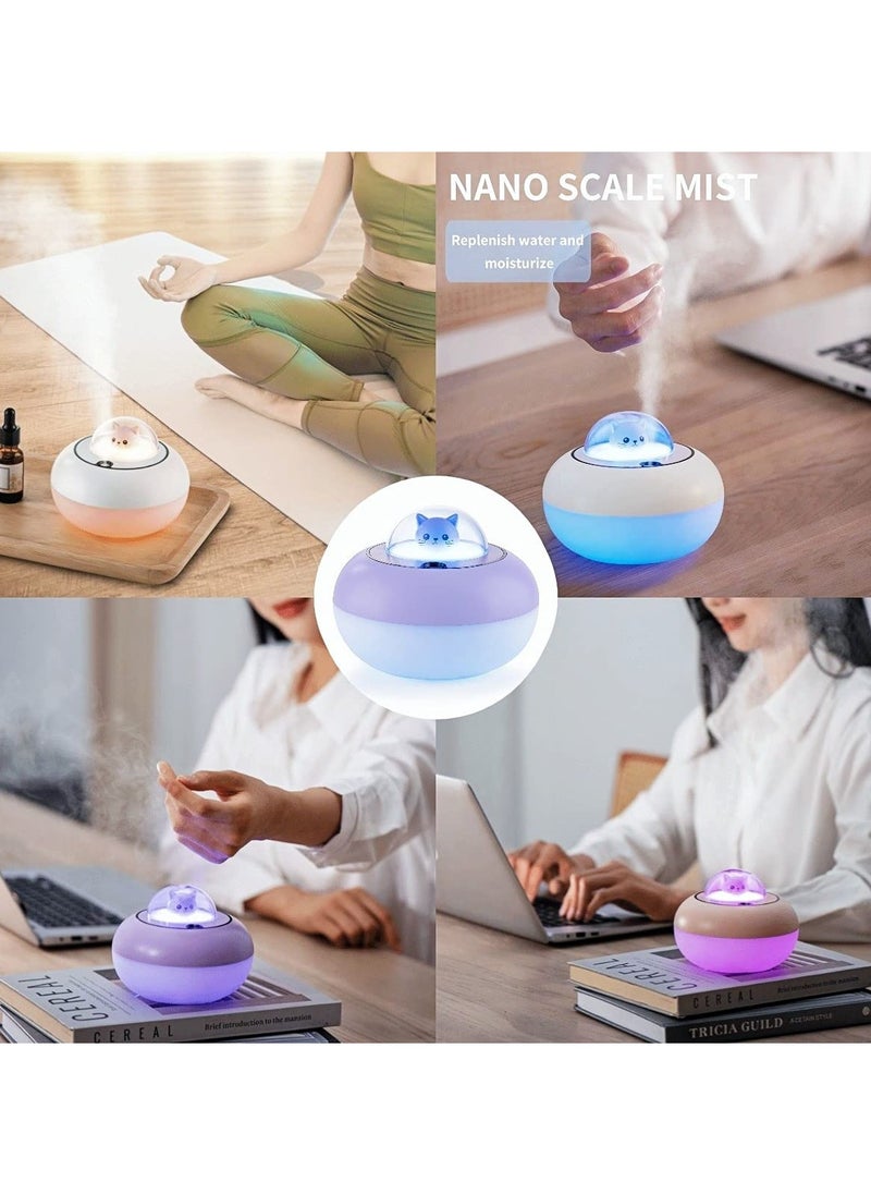 KASTWAVE 300ml Mini Humidifiers for Home Car, Ultrasonic Quiet USB Desk Humidifier with 7 Colors Light, Waterless Auto-Off, Safe BPA Free for Baby Room Yoga Office Bedroom (White)  - Image 3