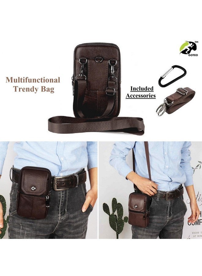 GOTEO Leather Small Sling Crossbody Side Bag for Men and Women Travel Mobile Phone Passport Holder Pouch (Chocolate Brown) - Image 4