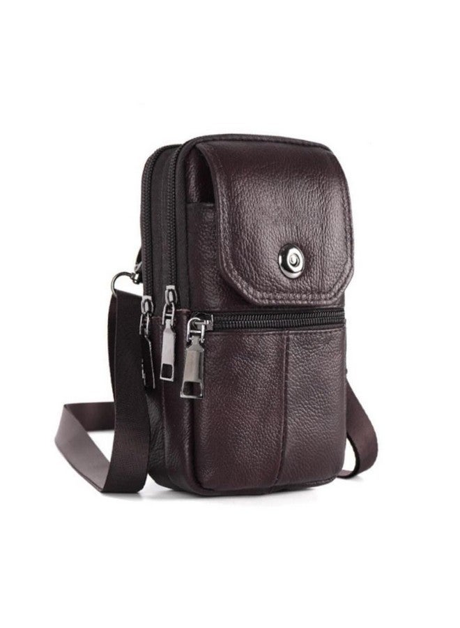 GOTEO Leather Small Sling Crossbody Side Bag for Men and Women Travel Mobile Phone Passport Holder Pouch (Chocolate Brown) - Image 1
