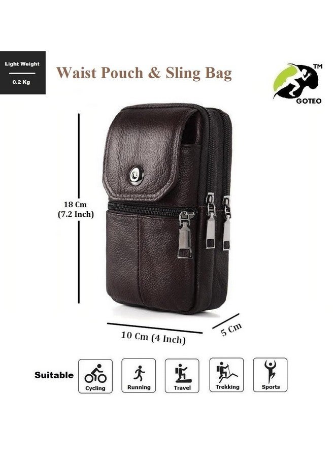 GOTEO Leather Small Sling Crossbody Side Bag for Men and Women Travel Mobile Phone Passport Holder Pouch (Chocolate Brown) - Image 5