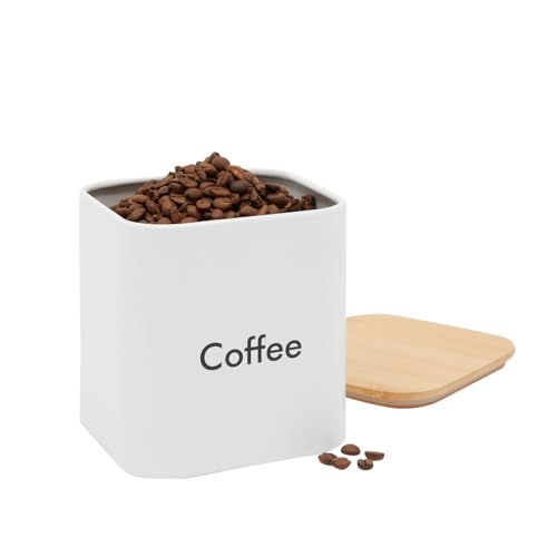 Juvale Coffee Bean Storage Canisters for Countertop - 3-Piece White Iron 48 oz Set - Silicone Seal Lids for Freshness - Sugar Jar & Tea Organizer - Coffee Bar Accessories & Countertop Organization - Image 4