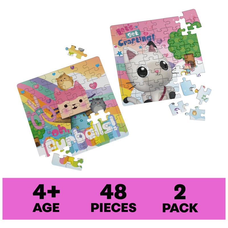 Spin Master Games ألعاب سبين ماستر - بيت دمى غابي، مجموعة ألغاز من 2 - 48 قطعة ألغاز في أنابيب تخزين الشخصيات - ألعاب بيت دمى غابي للأطفال، للأعمار من 4 سنوات وما فوق - Image 2