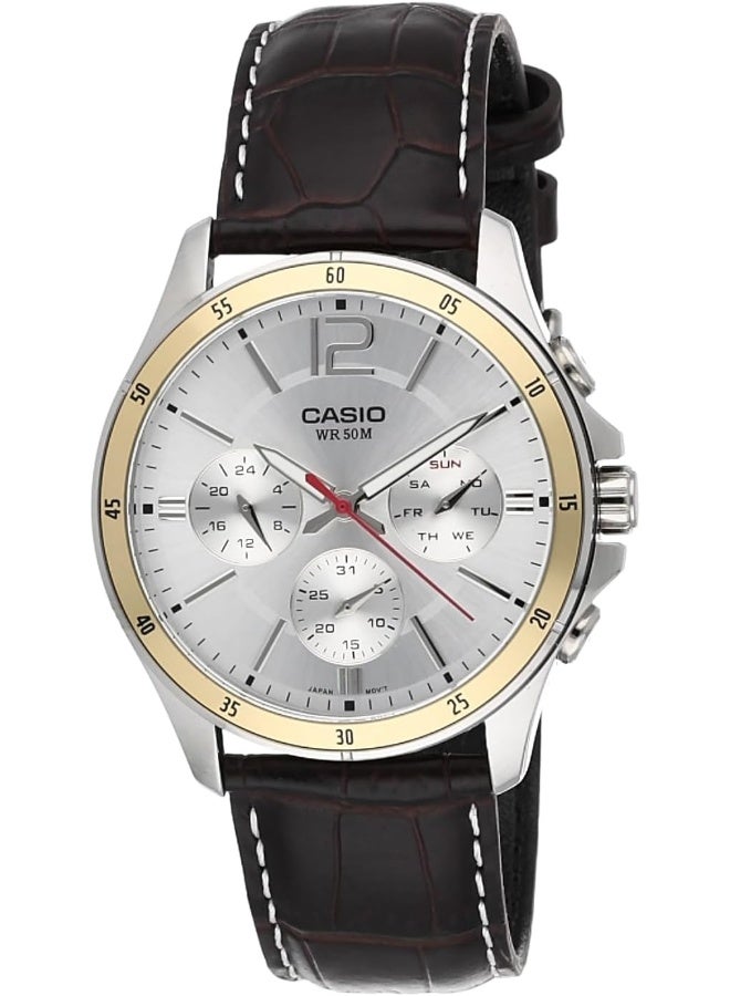 Casio Men's Watch - MTP-1374L-7AVDF Silver Dial, Black Band - Image 1