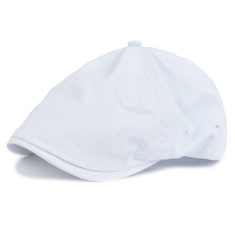 VOBOOM Cotton Washing Flat Cap Cabbie Hat Gatsby Ivy Irish Hunting Newsboy (White) - Image 1