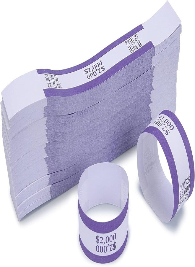 L LIKED Money Band Self Sealing Currency Straps for Bill Wrappers (Purple $2000-1002 PCS) - Image 1