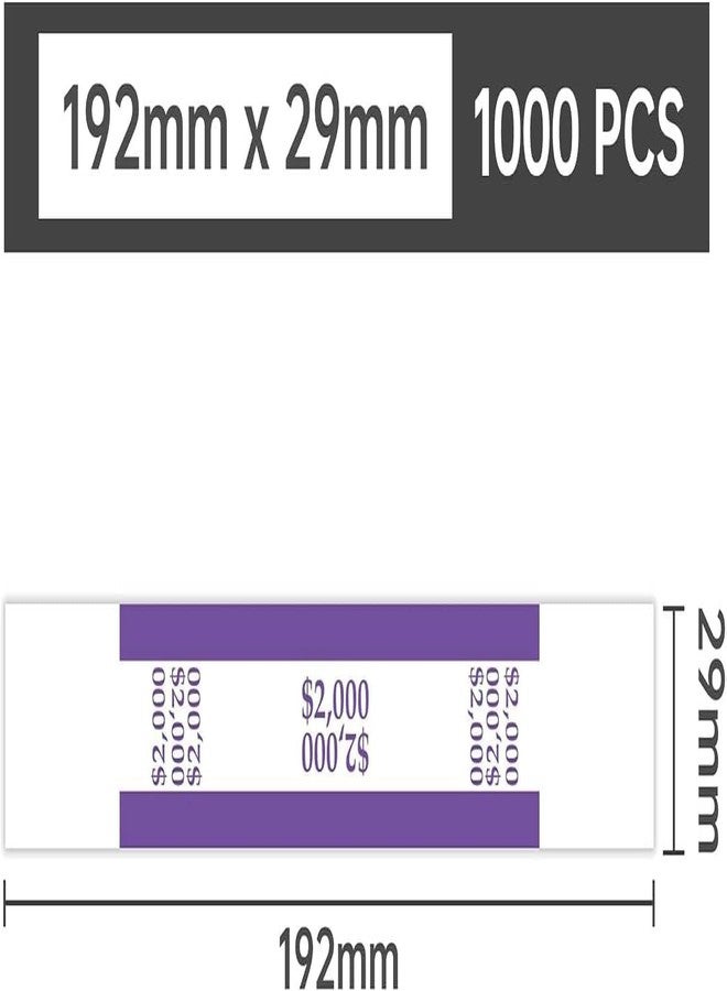 L LIKED Money Band Self Sealing Currency Straps for Bill Wrappers (Purple $2000-1002 PCS) - Image 3