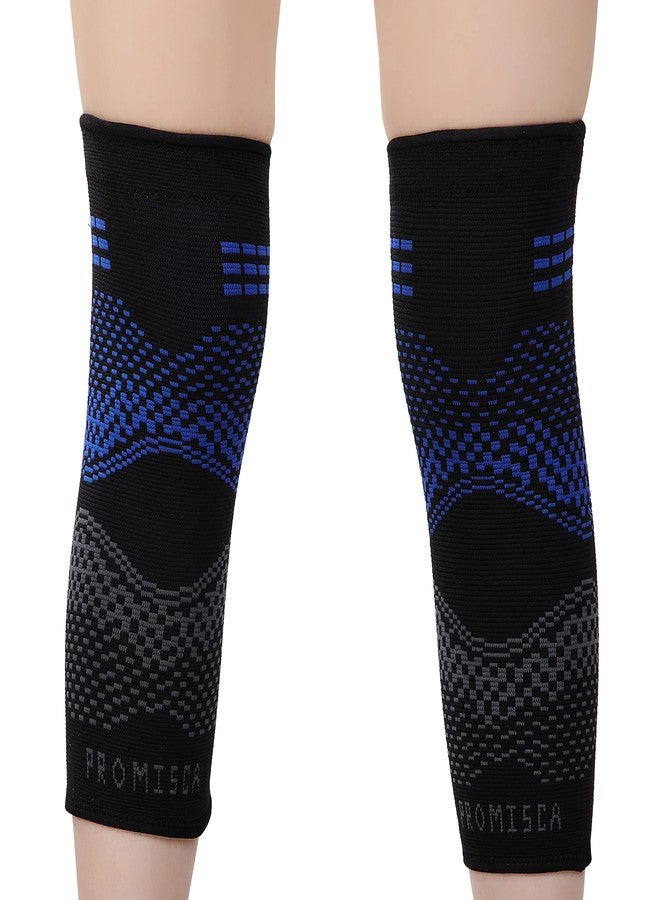 بروميسكا كم ضغط للركبة من بروميسكا للرياضة، والتمارين الرياضية، وتخفيف الألم، ودعم الركبة، والتمارين الرياضية، والجري، وركوب الدراجات، وواقي الركبة للنساء (عبوة من قطعة واحدة) (كبير، أزرق) - Image 5