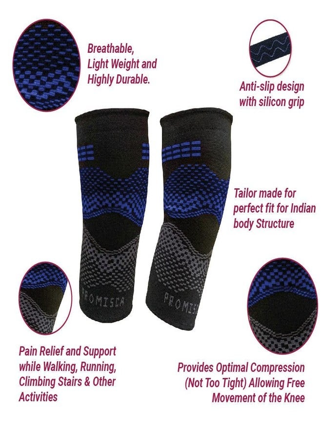 بروميسكا كم ضغط للركبة من بروميسكا للرياضة، والتمارين الرياضية، وتخفيف الألم، ودعم الركبة، والتمارين الرياضية، والجري، وركوب الدراجات، وواقي الركبة للنساء (عبوة من قطعة واحدة) (كبير، أزرق) - Image 2