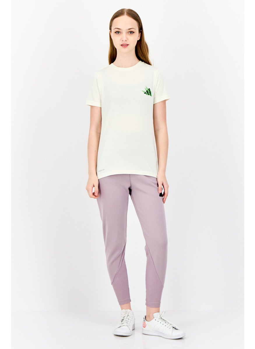 Adidas Women Sportswear Fit Short Sleeve Training Top, Ivory  - Image 4