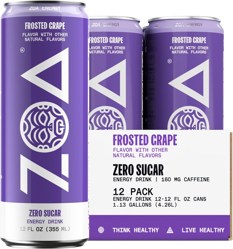 ZOA Zero Sugar Energy Drink - Frosted Grape (12-Pack) - Image 1