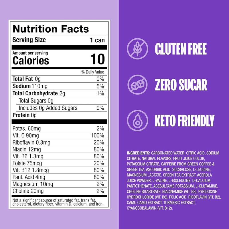 ZOA Zero Sugar Energy Drink - Frosted Grape (12-Pack) - Image 3