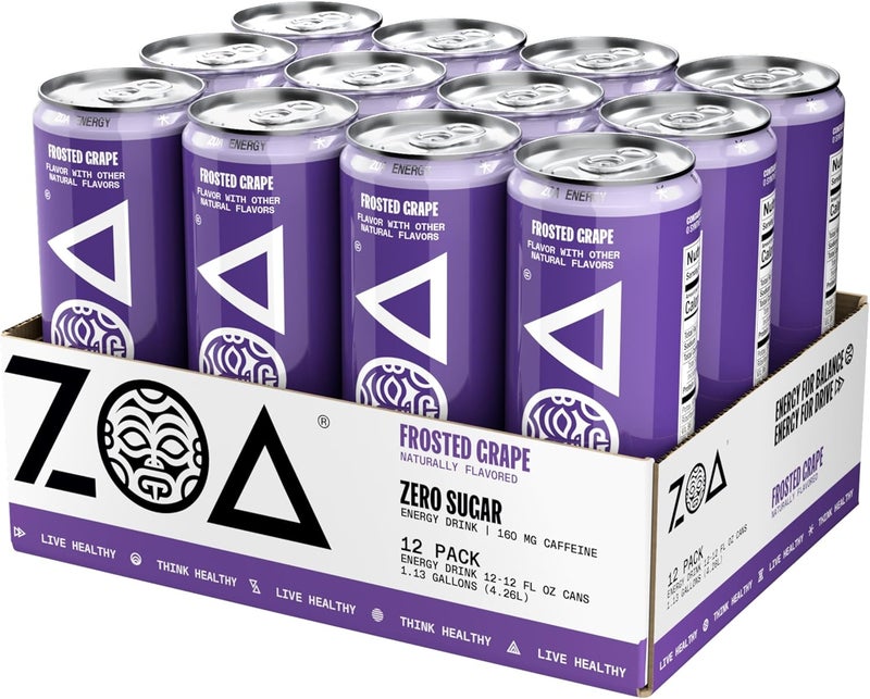ZOA Zero Sugar Energy Drink - Frosted Grape (12-Pack) - Image 5