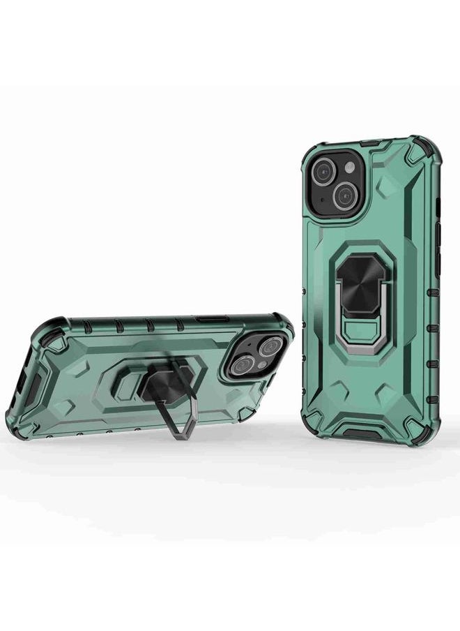 HuHa Case Cover For iPhone 13 Ice Armor Series Ring Holder Phone Case Green 