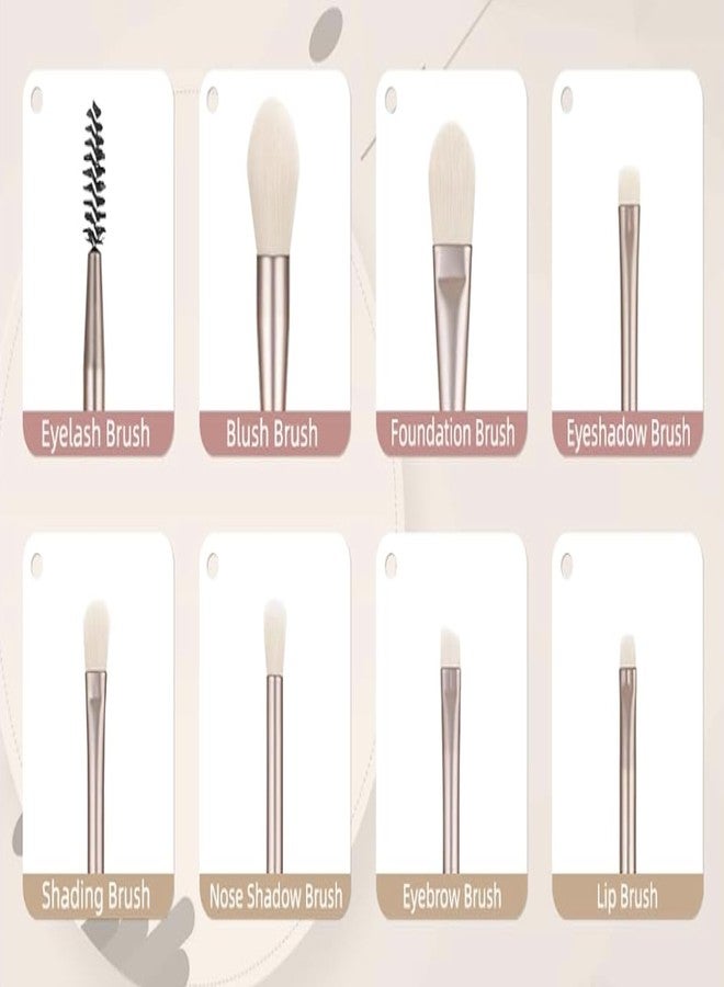 Perr Cherry Brushes with Pouch, 8PCS Professional Makeup Brush Set, Travel Size Cosmetic Brushes Kit for Face Foundation Blush Eye Shadow, Wooden Handle Soft Bristles (Multicolor) Pack Of 2 - Image 4
