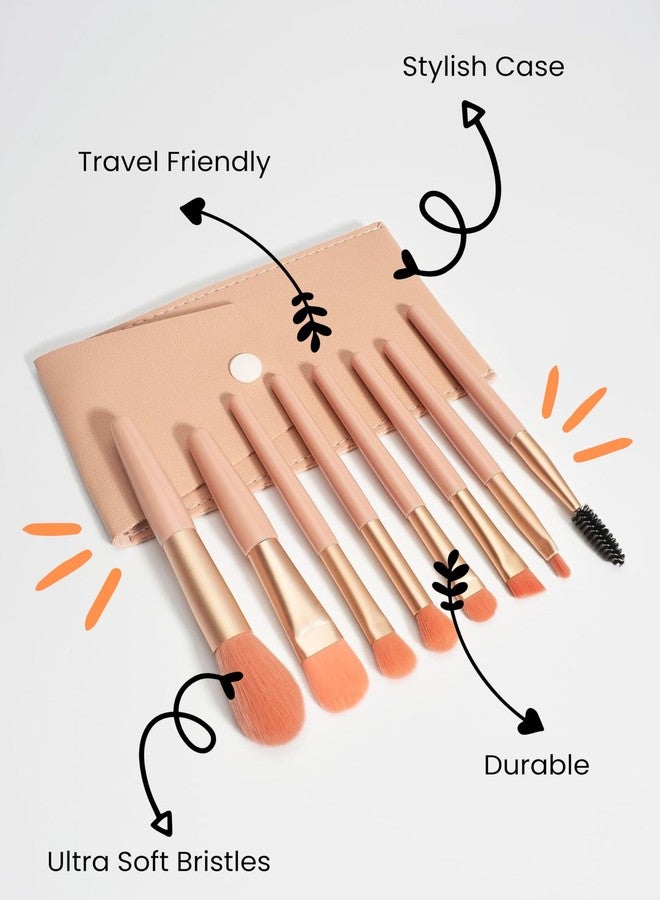 Perr Cherry Brushes with Pouch, 8PCS Professional Makeup Brush Set, Travel Size Cosmetic Brushes Kit for Face Foundation Blush Eye Shadow, Wooden Handle Soft Bristles (Multicolor) Pack Of 2 - Image 3