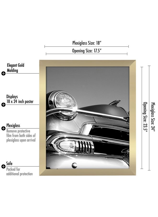 Americanflat Americanflat 18x24 Poster Frame with Polished Plexiglass - Gold Picture Frame with Engineered Wood - Epic Collection - Wide Photo Frame for Wall Display  - Image 1