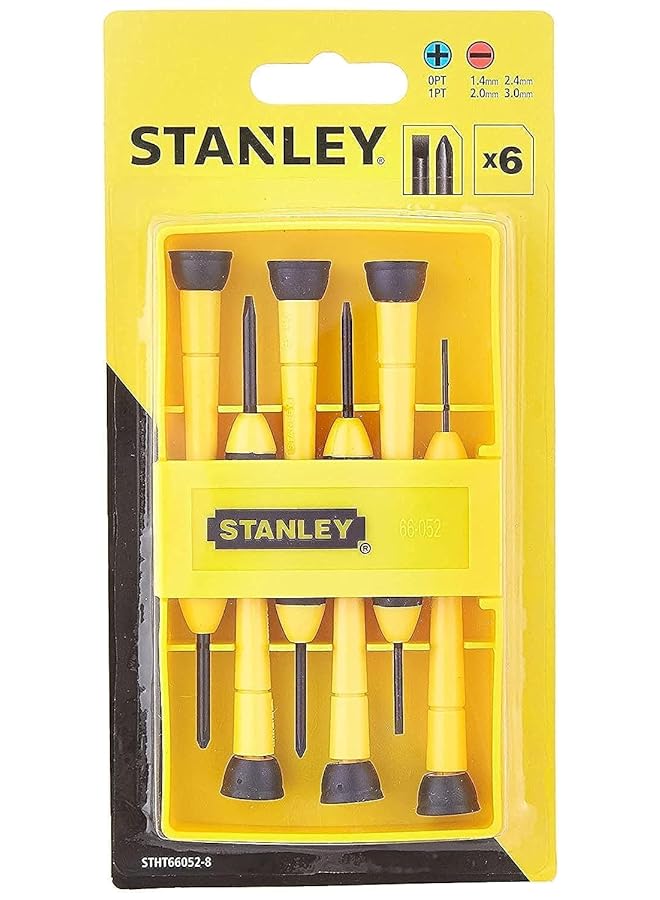 Stanley Bi Material Precision Screwdriver Set Stht66052 8 6 Pieces - Image 1