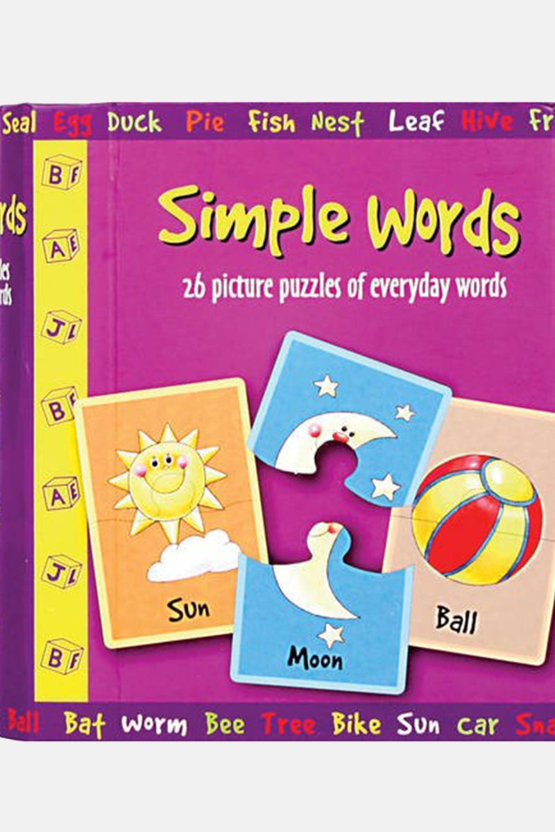 SpiceBox 26 قطعة ألغاز صور كلمات بسيطة، مجموعة بنفسجية - Image 1