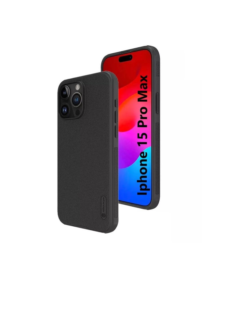Nillkin Protective Case for Iphone 15 Pro Max Super Frosted Sheild Pro Cover Hard Scratch Resistant PC Back Shockproof TPU Bumper all Round Protection Antifingerprint Case for Iphone 15 Pro Max (Black)