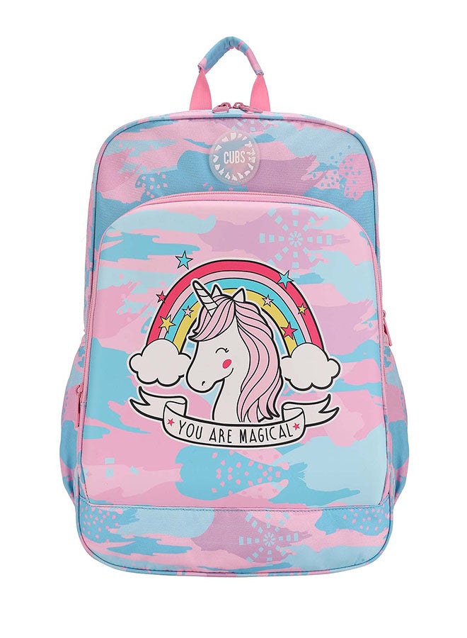 CUBS Unicorn Print Waterproof Kids 38L Hardtop Backpack with zip closure Ideal for 6-12 years girls, Compatible with 15" Laptop - Image 1