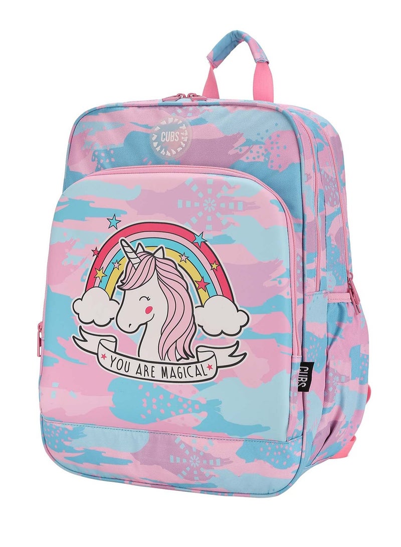 CUBS Unicorn Print Waterproof Kids 38L Hardtop Backpack with zip closure Ideal for 6-12 years girls, Compatible with 15" Laptop - Image 2