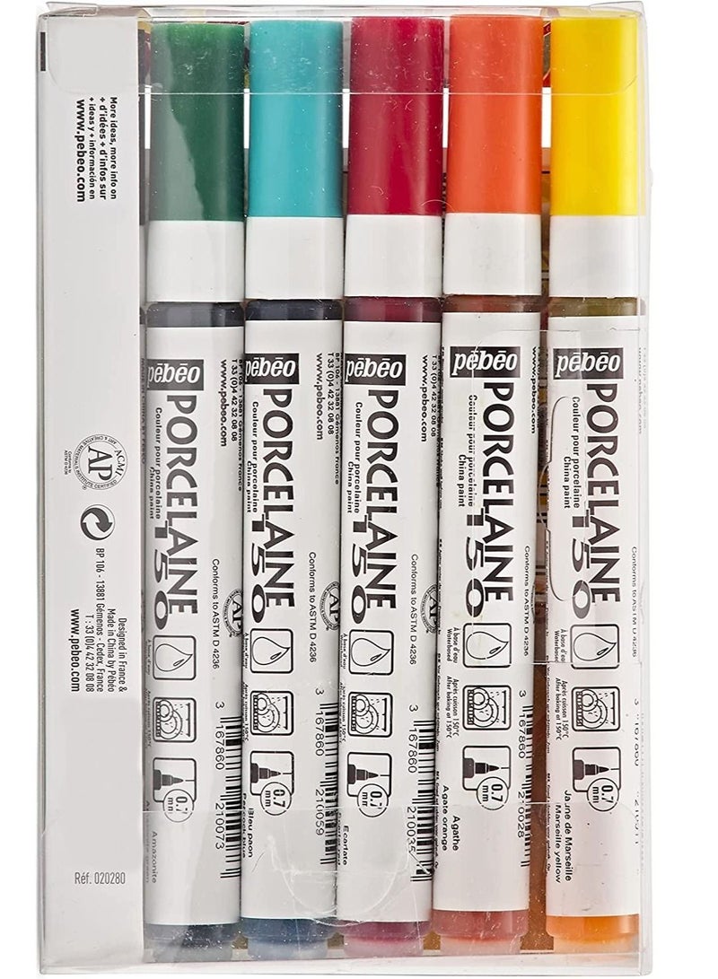 Pebeo Porcelaine 150 Markers 6 x 0.7mm Nibs (Pop Set) - Image 2