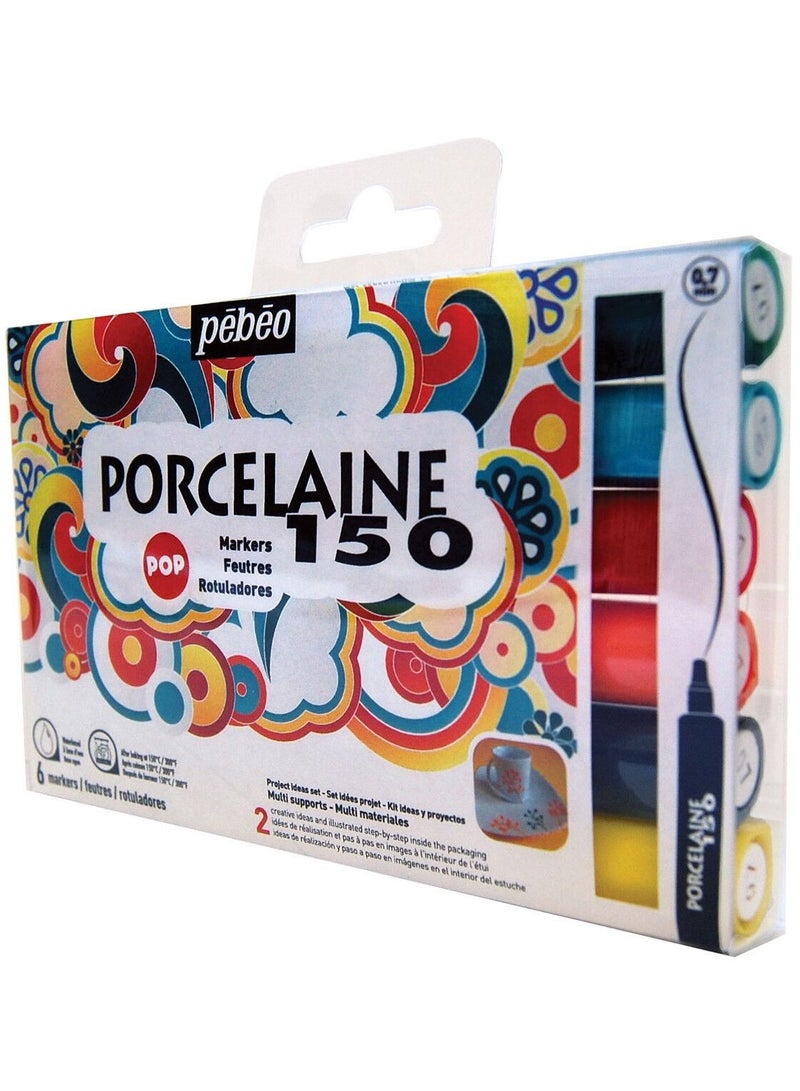 Pebeo Porcelaine 150 Markers 6 x 0.7mm Nibs (Pop Set) - Image 1