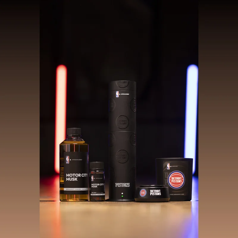 AROMA360 x NBA - Detroit Pistons Luxury Portable Essential Oil Car Diffuser - Aromatherapy Oils Scent Car Diffuser - Auto On/Off Wireless Feature - Oil Not Included