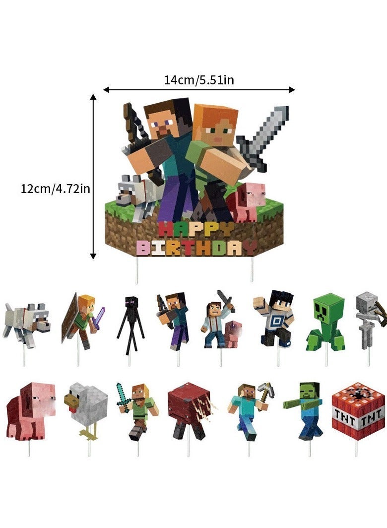 Sharpdo Minecraft Balloon Garland Set with Happy Birthday Banner,Cake Topper,Perfect for Graduation Baby Shower Birthday Bachelorette Party Backdrop Decoration,Suitable for Indoor and Outdoor - Image 2