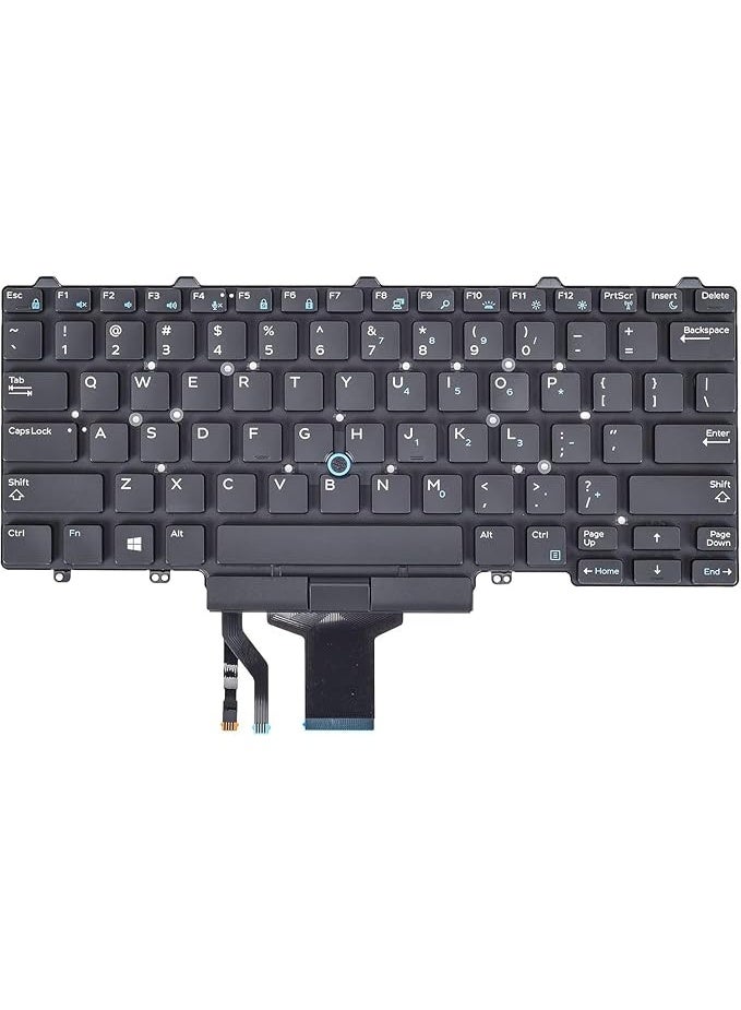 Terabyte Replacement Backlight Keyboard for Dell Latitude E5450 E5470 E7450 E7470, Latitude 5480 5490 5491 7480 7490 Series Laptop, Latitude E5450 E5470 E7470 Keyboard with Pointer US Layout - Image 1