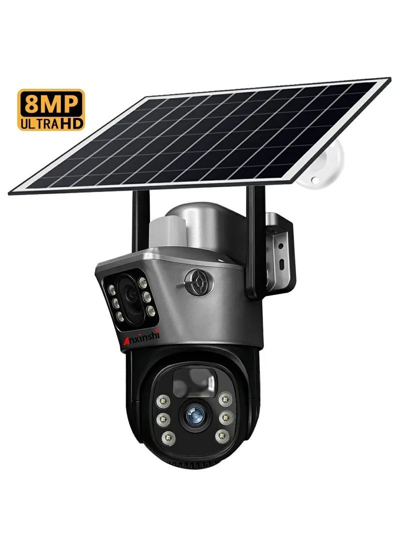 Generic 4G Dual Lens Dual Screen Battery CCTV with Motion Detection and Automatic Tracking, Surveillance Camera Wireless Solar Camera - Image 1