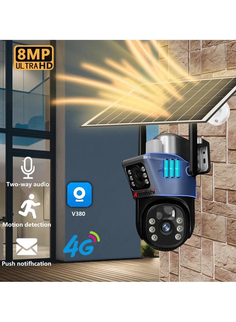 Generic 4G Dual Lens Dual Screen Battery CCTV with Motion Detection and Automatic Tracking, Surveillance Camera Wireless Solar Camera - Image 2