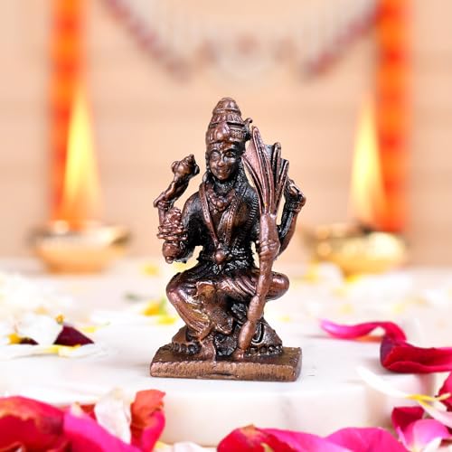 CraftVatika Copper Raja rajeshwari Murti Idol - Copper Rajarajeshwari MAA Idol Statue for Temple Home Office Desk - Patina Antique Finish (5.5 CM Height) - Image 1