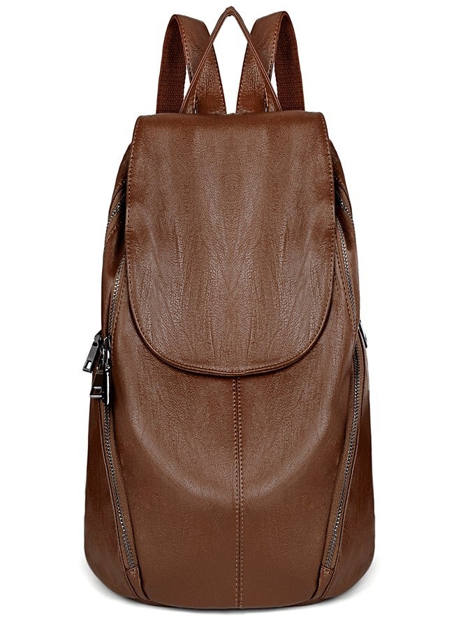 UTO Women Backpack Purse PU Washed Leather Large Capacity Ladies Rucksack Shoulder Bag 231 Brown - Image 5