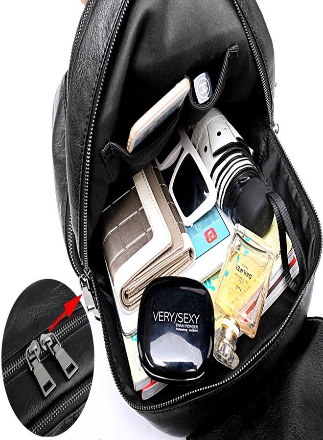 UTO Women Backpack Purse PU Washed Leather Large Capacity Ladies Rucksack Shoulder Bag 231 Brown - Image 3