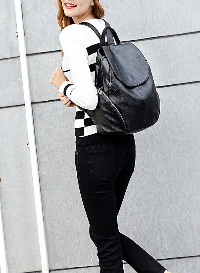 UTO Women Backpack Purse PU Washed Leather Large Capacity Ladies Rucksack Shoulder Bag 231 Brown - Image 2