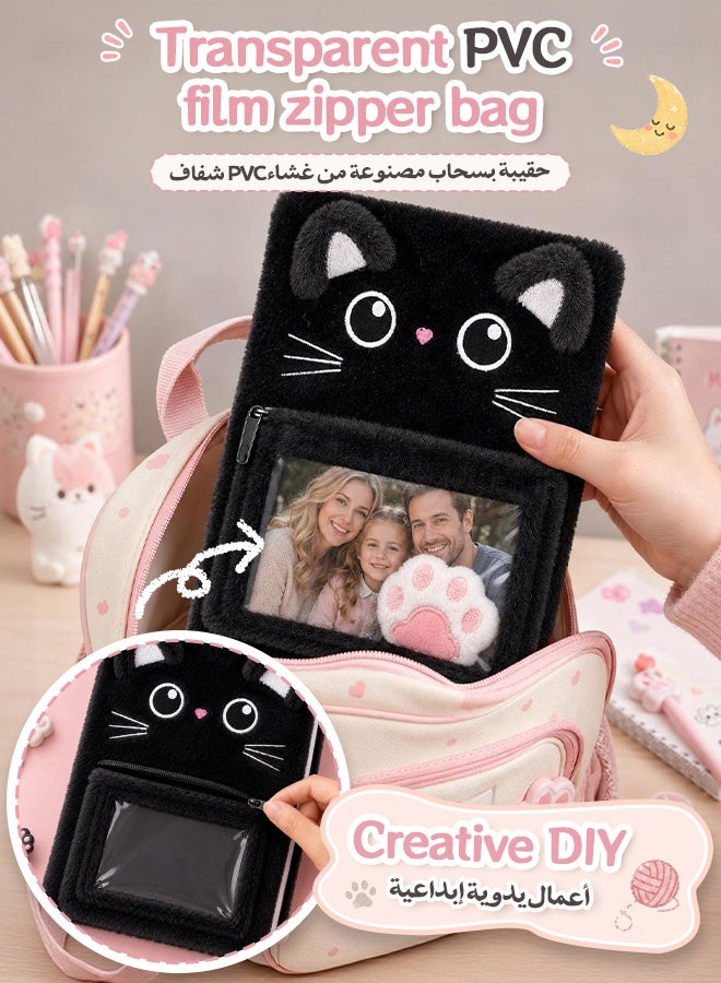 جيد جدًا دفتر ملاحظات قطة مخملي بغلاف ناعم ورقيق، دفتر يوميات بتصميم حيوانات لطيفة، مفكرة أطفال بثلاثة مخالب قطط صغيرة، 160 صفحة، هدية مثالية للفتيات والفتيان - Image 5